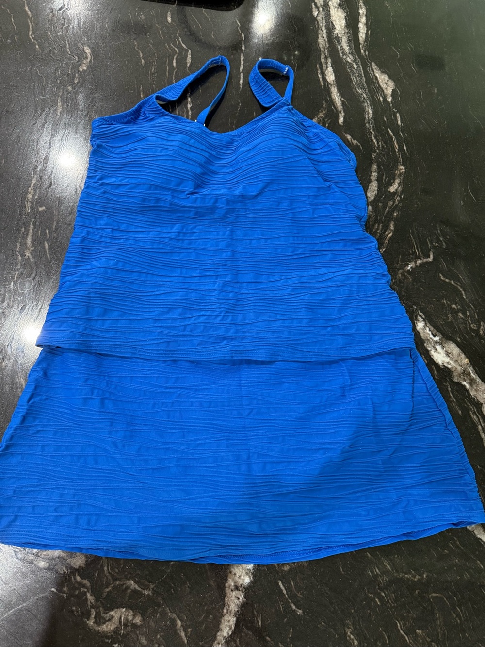 Lands' End Royal Blue Textured 2 piece tankini Swim suit in 16/16W
